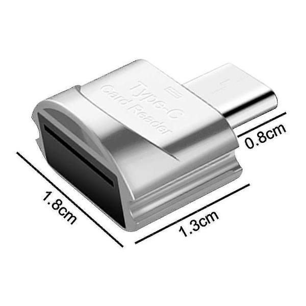 Type C Tf med nøglering, Otg-hukommelse, Type C-adapter kompatibel med Type C-interface Phon Silver