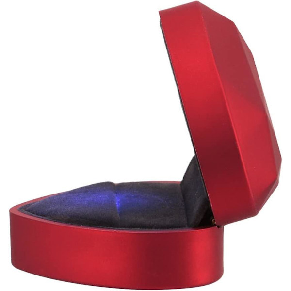 Förlovningsring Ask E örhängen Mynt Smycken Ring Ask Fodral Med Led Ljus Upp För Förslag Förlovning Bröllop Present (röd)