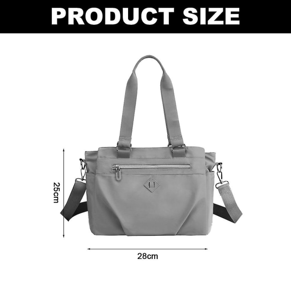 Nylon Tote Väska för Kvinnor, Vintage Crossbody Axelväskor Liten Handväska, Multi-ficka Arbetsväska, 28*25cm grey