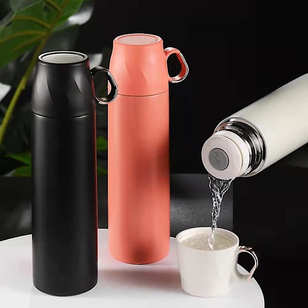 Dubbelväggig vakuumkopp termos, 350 ml rostfritt stål isolerad vattenflaska, termos (vit