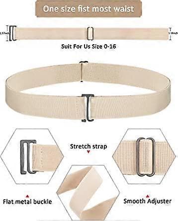 4-pack osynliga dam-bälten utan spänne, elastiska stretch-midjebälten med platt spänne