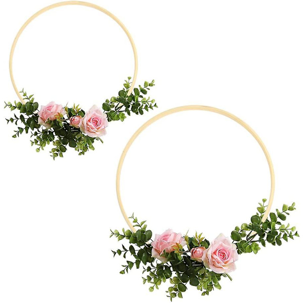 12 Pakke 2 Størrelser Træ Bambus Blomsterkrans Macrame Håndværksringe Til DIY Bryllupskrans Dekoration, Drømmefanger Og Vægophæng Håndværk (6 Tommer)