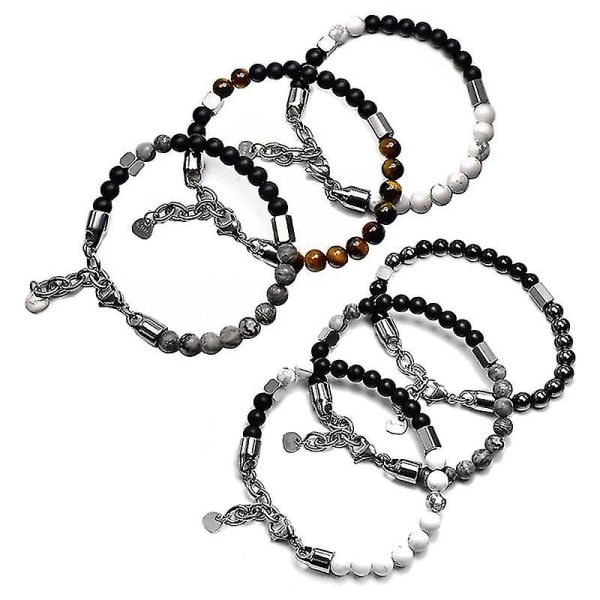 Justerbart armband med pärlor för män Smycken Present Kolstål Handkedja med runda pärlor D