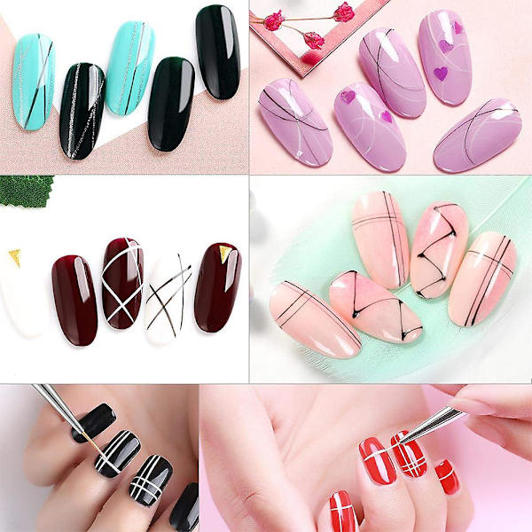 Nagelkonst Liner Pensel, UV-Gel Färg Striping Penslar För Korta Drag, Detaljer, Blandning, Förlängda Linjer white quantity  3pcs