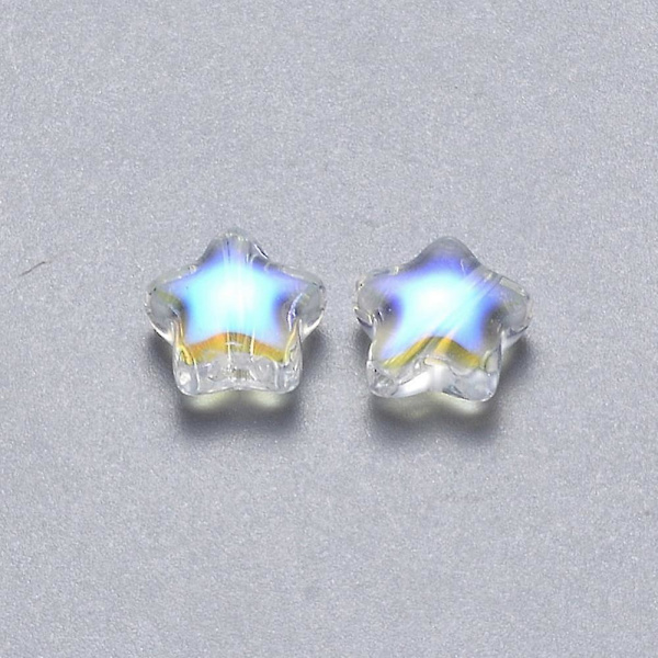 Läpinäkyvät spraymaalatut lasihelmet AB-väripinnoitetut tähti kirkas AB 8x8,5x4mm Reikä: 1mm