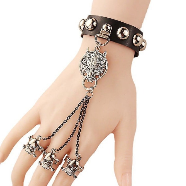 Dame Dødningehoved Ringe Armbånd Vintage Allround Håndleds Finger Tilbehør Gave til Fødselsdag Picture Style