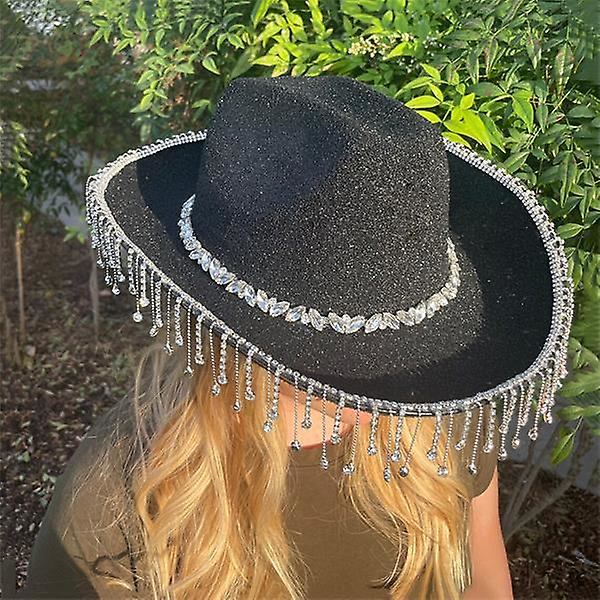 Rhinestone Cowboy Hat, Fringe Cowboy Hat Bandana Hjärtformade Solglasögon White