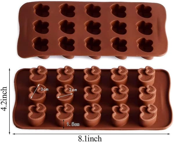 Silikone Hjerte Chokoladeforme 2 Pak Chokolade, Hårdt Slik, Fudge, Gelé