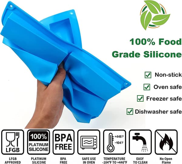 3 stk. Granola Bar Form Silikoneform, 8-hulrums rektangelforme til energibar, silikonebageforme til stor granola bar
