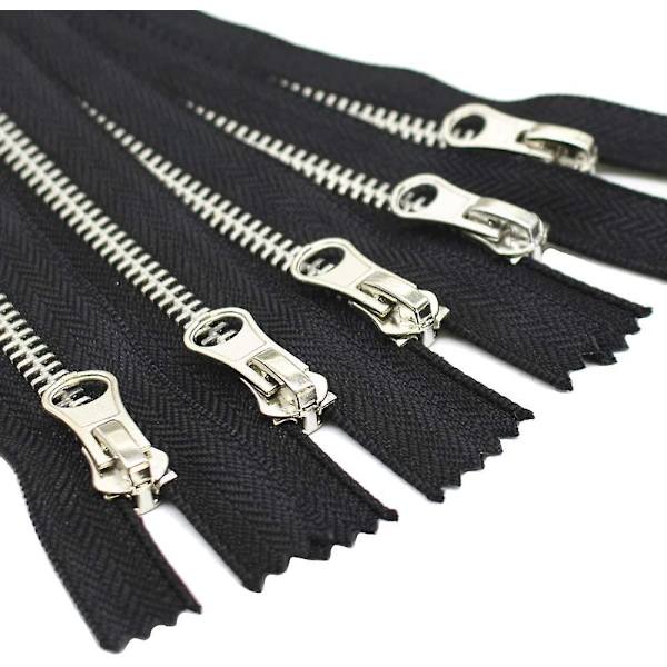 5 st 6 tum silver metall blixtlås bulk #5 stängda metall blixtlås för sömnad väskor hantverk jackor (15 cm silver)