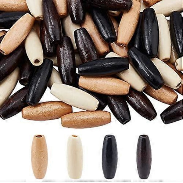 210 st Oval Träpärlor Blandade Storlekar Oavslutade Träfatpärlor för Smyckestillverkning DIY Handgjort Hantverk