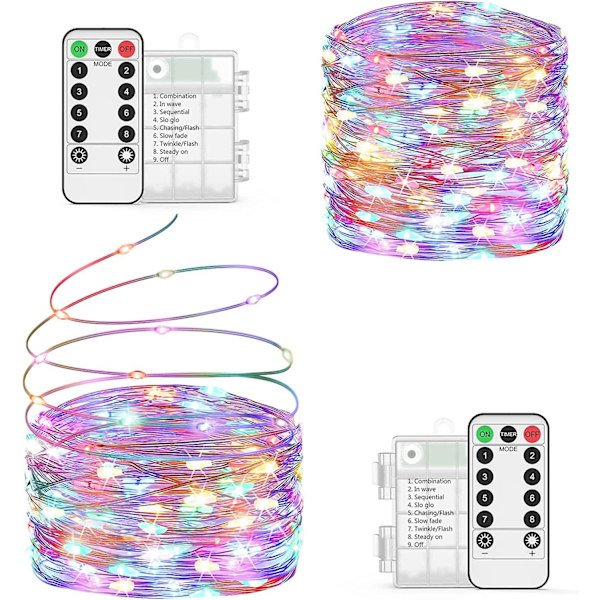 2 * 10m/200 Led Batteridrevne Lyskæder, til Jul