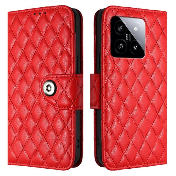 Rombiskt Läderfodral För Xiaomi 14 Red