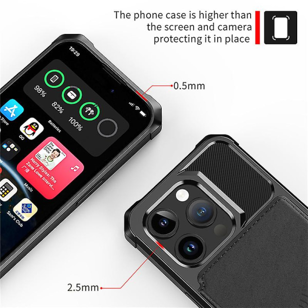 Iphone 15 Pro Max Fodral Med Korthållare, Hållbart Stötsäkert Robust Telefonfodral Red iphone 15