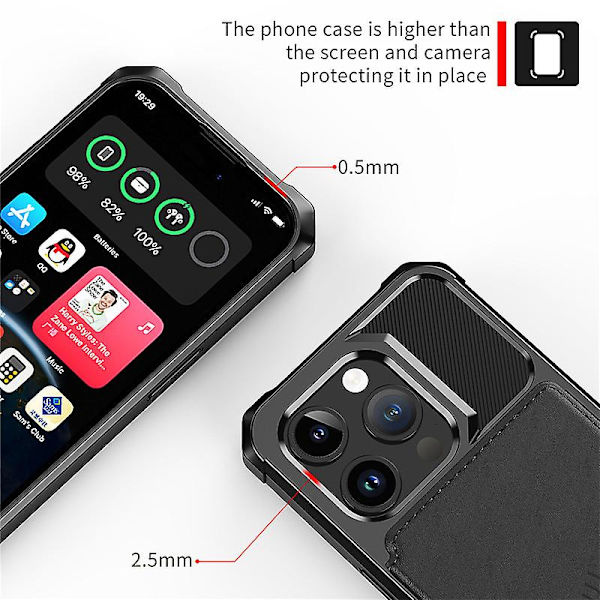 Iphone 15 Pro Max Fodral Med Korthållare, Hållbart Stötsäkert Robust Telefonfodral Red iphone 15 Pro
