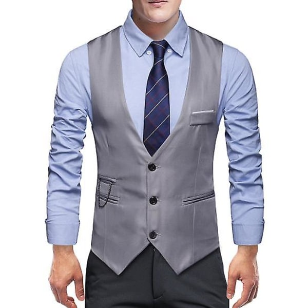 Herre Jakkesæt Vest Formel Vest med 3 Knapper grey S