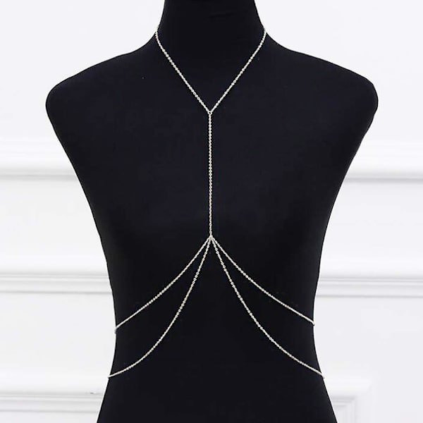 Cz Lång Halsband. Rhinestone Bar Y Lariat Halsband Silver Tone För Kvinnor Födelsedag Style4