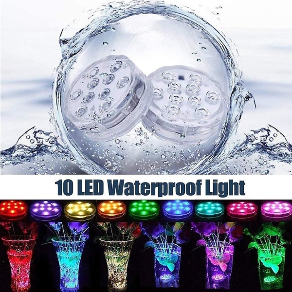 Nedsänkbar LED-ljus, vattentät Rgb Multicolor med fjärrkontroller, Ip68 undervattensljus
