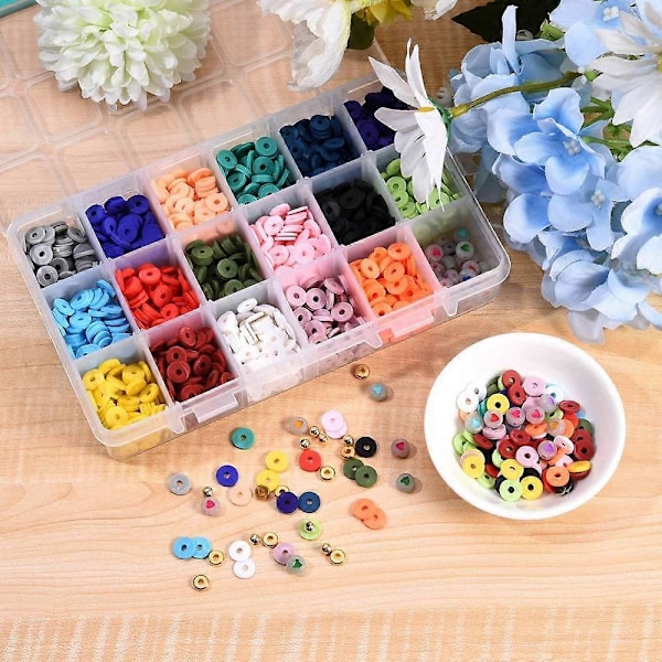 1 æske Håndlavede Polymer Clay Perler Blandede Former med Messingperler og Selvlysende Akrylperler