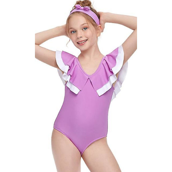 Flickande Strand Sport Halterneck En Delig Baddräkt purple 128