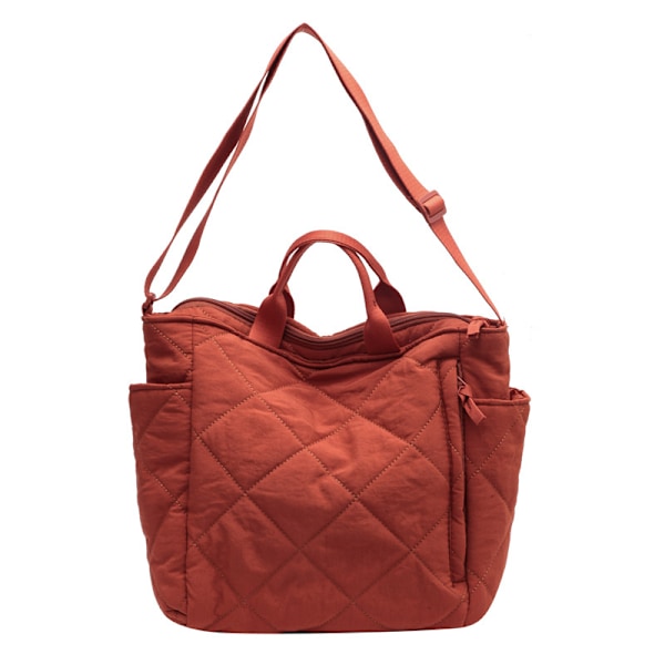 quiltad tygväska för kvinnor pufferväskor handväska lätt quiltad handväska stor kapacitet quiltad väska med dragkedja vadderad crossbody-väska orange