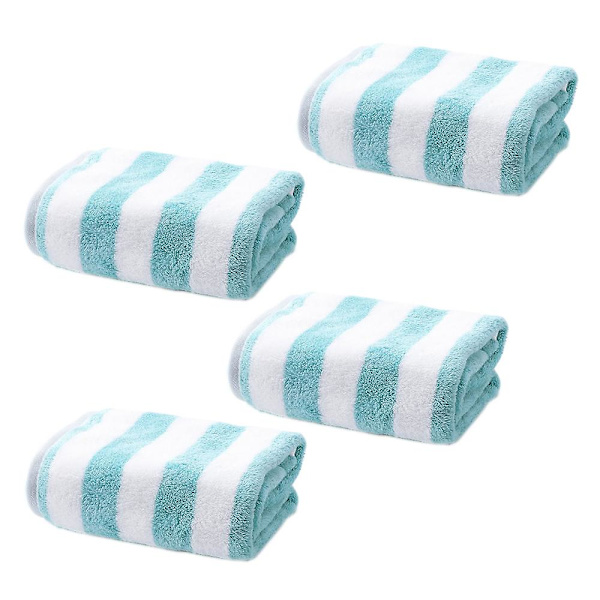 Turkiskt Cabana Tjockt Randigt Pool Strand Handdukar 4-pack, Mycket Absorberande Badhandduk (grå, 30x60 tum) Green