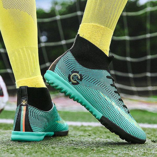 Herre Fodboldsko Pigge Fodboldsko Til Unge Ankelstøvler Atletisk Sneaker 2039-1 Cyan EU 39