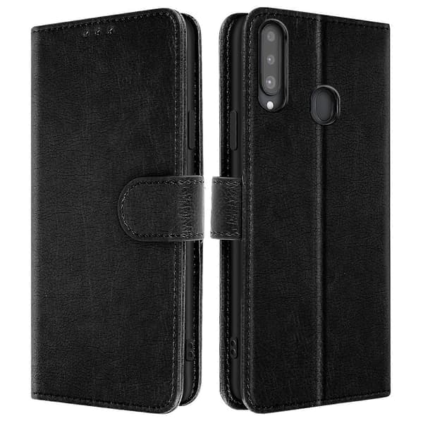 Etui til Galaxy A20s Clamshell Wallet og Videoholder, Sort