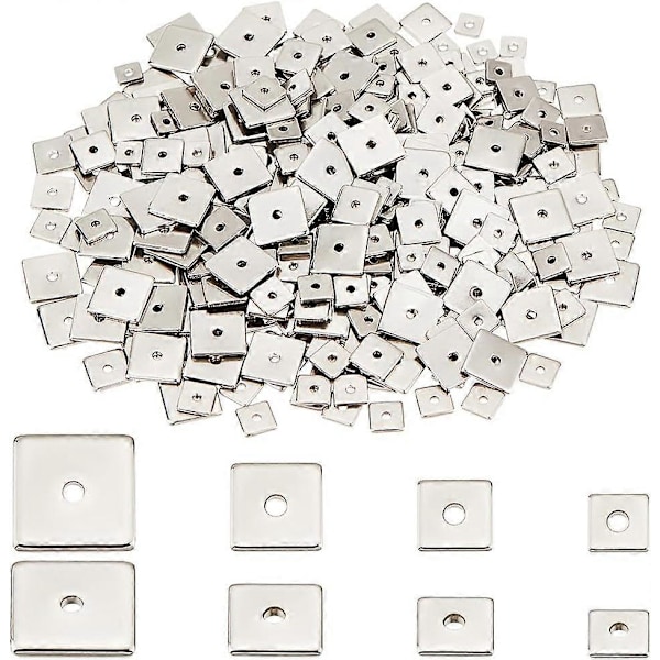 400 stk. firkantede afstandsstykker 304 rustfrit stål perler 4/5/6/8 mm løse perler metal afstandsstykker smykkeperler til armbånd halskæde ørering smykkefremstilling