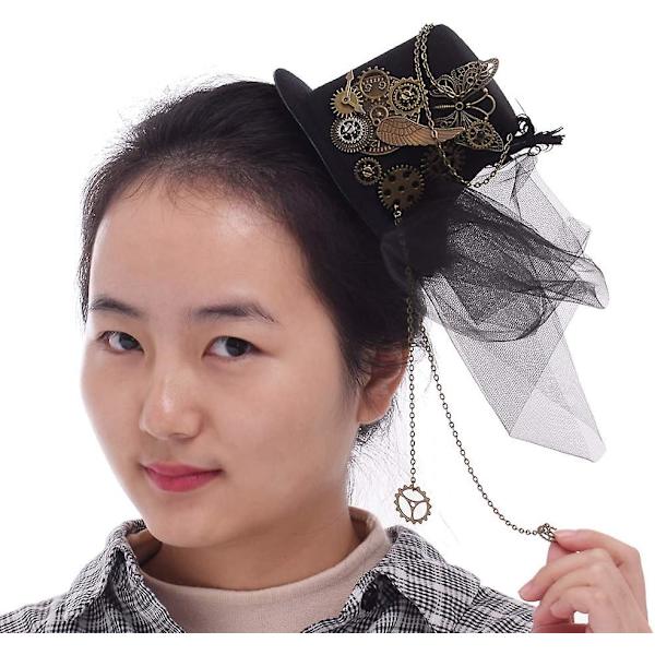 Victorian Steampunk Mini Top Hat Hårklämma för Kvinnor (d) A