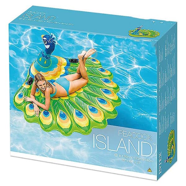 Uppblåsbar påfågelbåt pool float för barn, uppblåsbar båt pool float