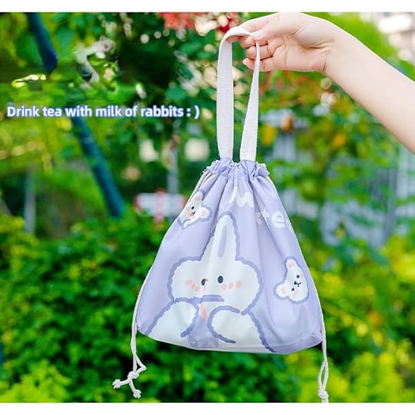 Kawaii Frokosttaske til piger sød isoleret madkasse æstetiske ting Bento køletaske frokost stofpose til skole picnic kontor lilla