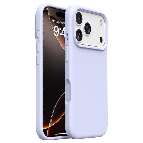 För iPhone 17 Pro Max Fodral Mjukt Mikrofiberfoder Flytande Silikon + PC Telefonfodral Misty Purple