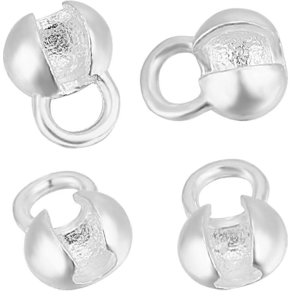 1 Ask 6 Stk Pärltoppar Knutförklädningar Sterlingsilver Järn Crimp Pärlöverdrag med Hål 1,5 mm