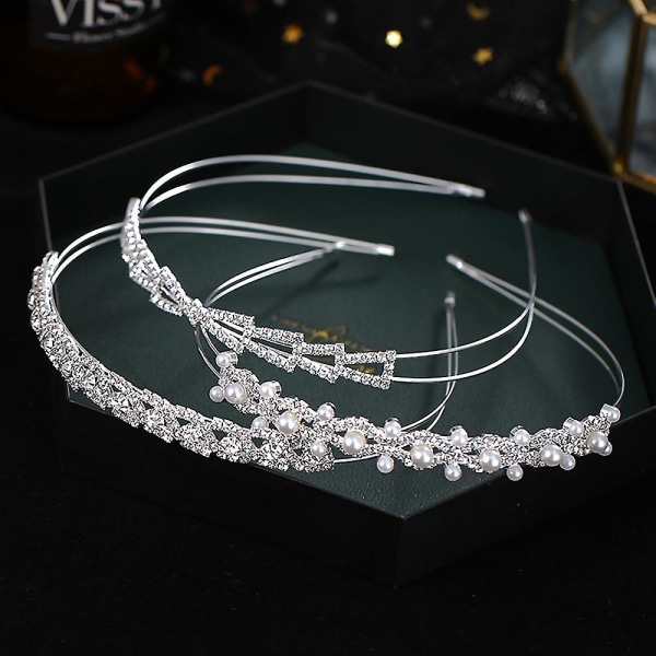 Krystall Brudehårbøyle Perle Rhinestones Hodeplagg Lettvekt For Jente Kvinner FD1020