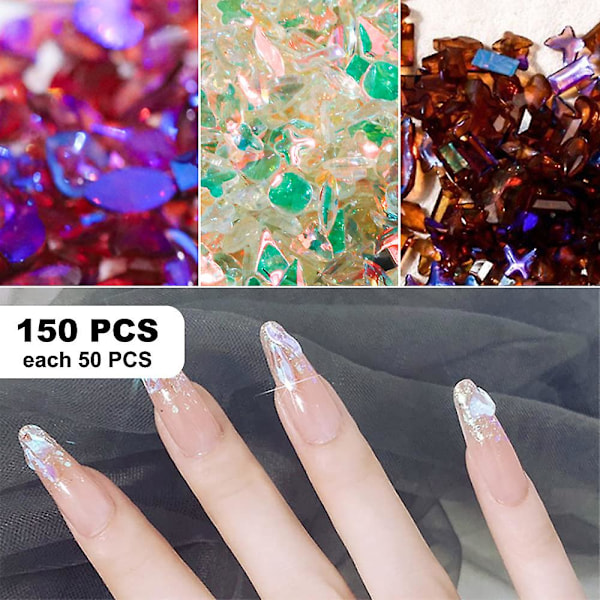 3D nagelkonst Aurora Rhinestone Multi-form Mixade nagelkristallhantverk Blanka nagelkonstdekoration Diy nagelkonstdesign Set4