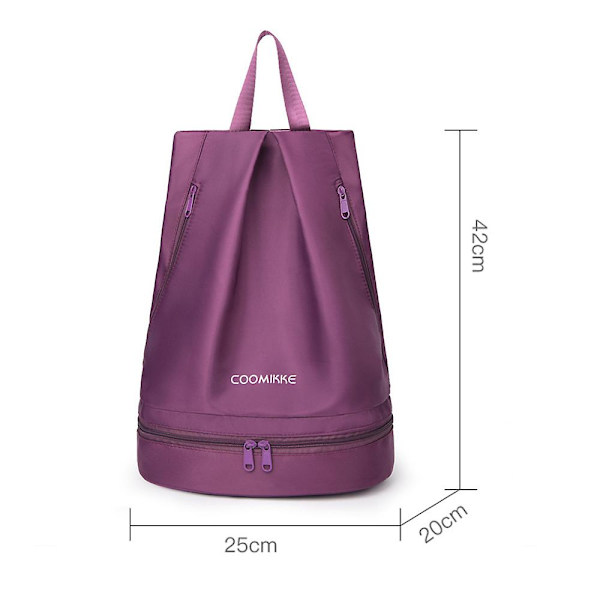 Kuntosalilaukut, Urheilukuntosalilaukku Vedenpitävä Kiristysnyörilaukku Reppu Kenkälokerolla Dark purple