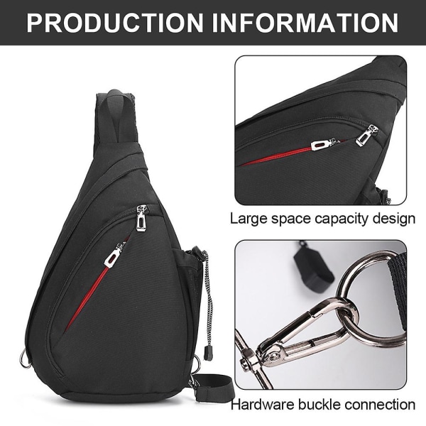 Uusi miesten vartalonmyötäinen yksinkertainen rintalaukku - vapaa-ajan ja urheilun monitoiminen crossbody-laukku black