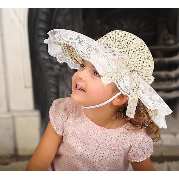 Liten flicka barn sommar halmhatt, småbarn flickor bred brätte floppy strand solskärm hatt, flicka solhatt