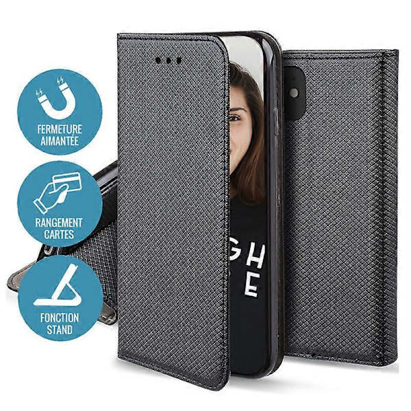 Folio Etui til Xiaomi Redmi A1 / A2 / A2+ Magnetisk Støttefunktion, Sort