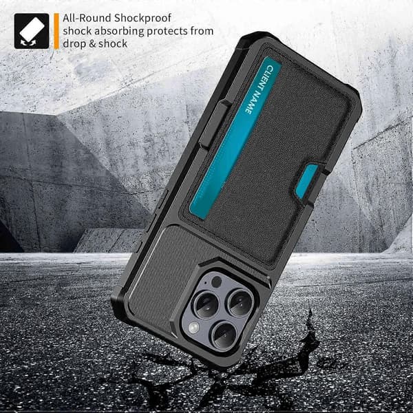 Fodral för iPhone 16 Pro Max med Kortfack Läder+TPU Skyddande Mobilskal