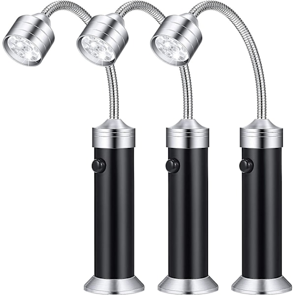 3 stk. Grill Barbecue Lys Magnetisk Base LED BBQ Lys Justerbart BBQ Lys med 360 Graders Hals Grilllampe for Utendørs Grilling og BBQ, Svart