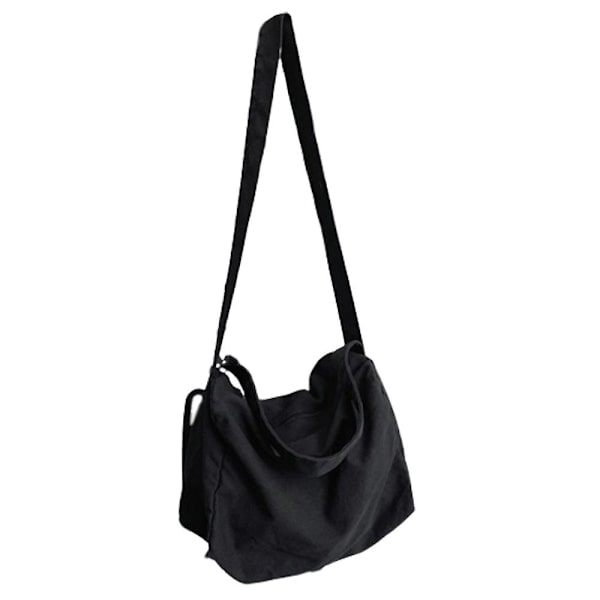 Canvas Læder Messenger Taske Skuldertaske Kryds Krops Taske black