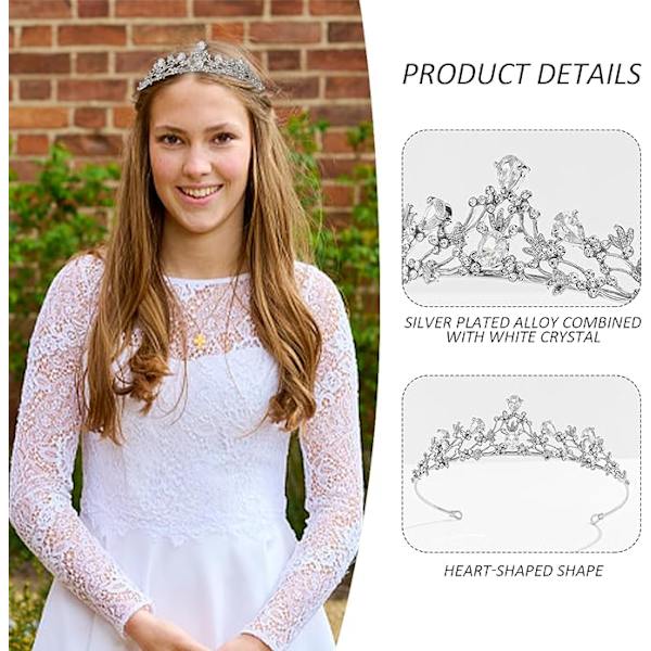 1 styck prinsesskrona dam Rapunzel kostym brudkrona fe silver tiara damer karneval silverkrona