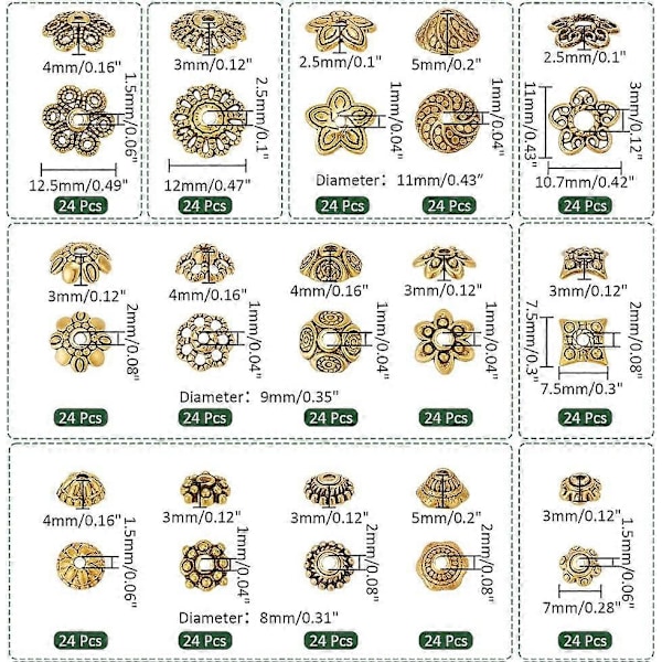 360 stk. Perlehetter 15 Tibetansk Stil Blomsterperlehette Avstandsperler Legeringsperlehette Bails Endestykker Perler