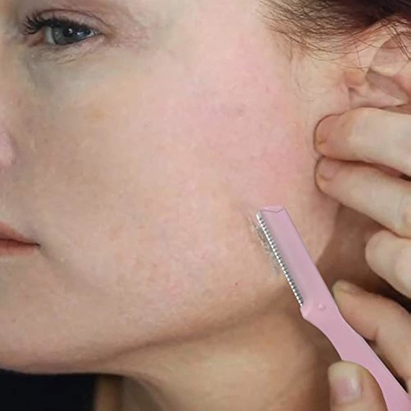 Dermaplaning-työkalu naisille, kulmakarvatrimmeri ja -muotoilija, kasvojen karvanpoistaja ja -sheiveri kasvojen, persikkakarvojen ja ylähuulen karvojen ajoon, 6 kpl