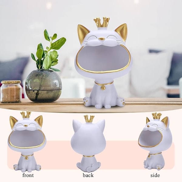 Kattförvaring skulptur harts nyckelhållare katt nyckelskål förmögenhet katt förvaring skulptur harts nyckelhållare statyett