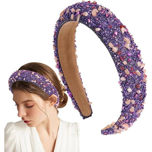 Pandebånd med smykker til kvinder, Gem Pandebånd - Glitrende bred hårbøjle | Rhinestone-pandebånd til kvinder, piger, modehovedbeklædning
