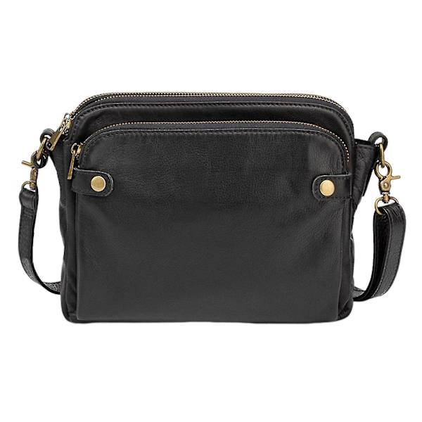 Crossbody PU-läder axelväska för kvinnor, casual elegant, flerskiktskopplingar Black
