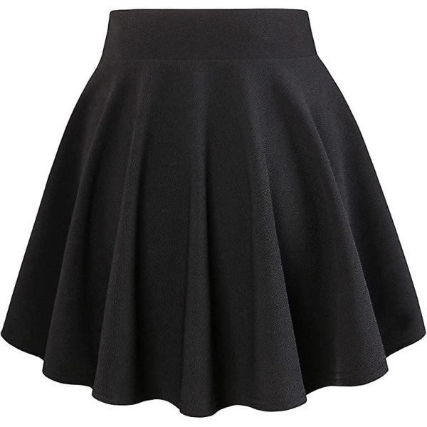 Kvinnors plisserade minikjol, enfärgad volang underkjol med shorts Black S
